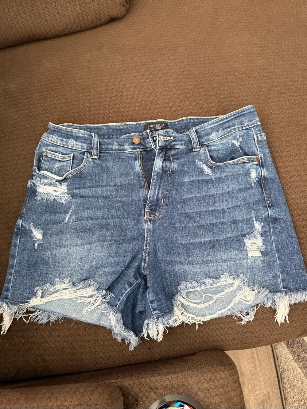 Judy Blue Distressed Medium Blue Denim Shorts
